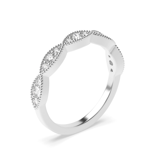 Pave Setting Round Milligrain tri stone Naturally Mined Eternity Diamond Rings