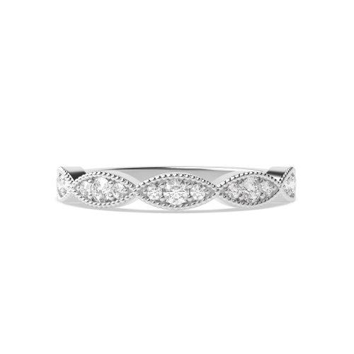 Pave Setting Round Milligrain tri stone Naturally Mined Eternity Diamond Rings