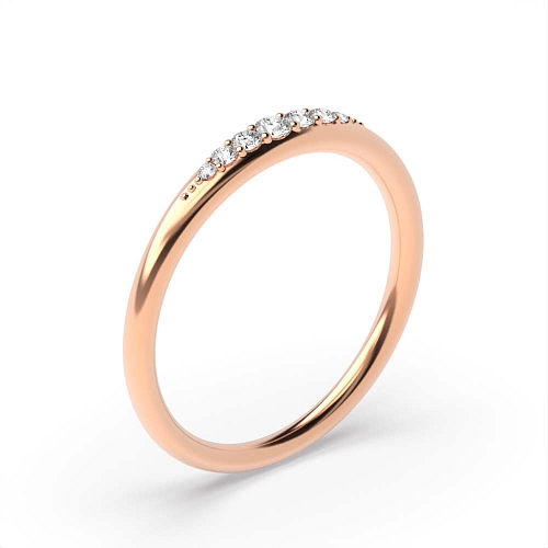 Pave Setting Round Rose Gold minimalist court profiled Eternity Diamond Rings