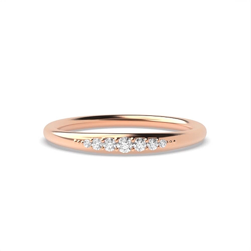 Pave Setting Round Rose Gold minimalist court profiled Eternity Diamond Rings