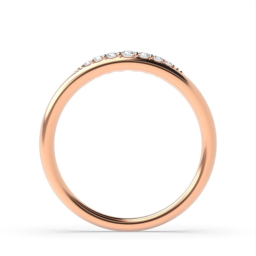 Pave Setting Round Rose Gold minimalist court profiled Eternity Diamond Rings