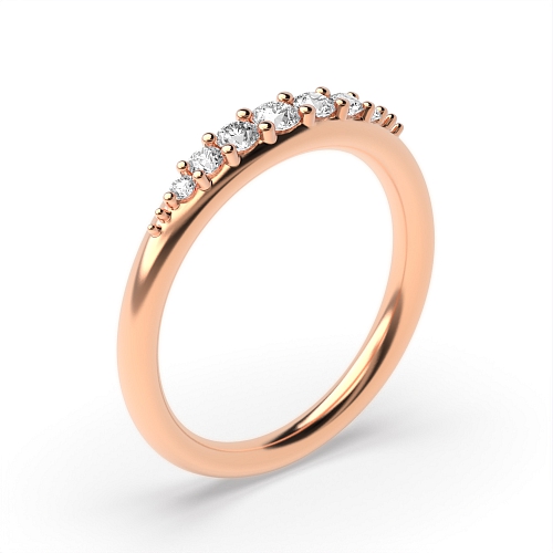 Pave Setting Round Rose Gold unique band Half Eternity Wedding Band