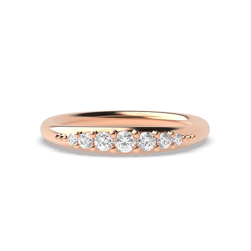 Pave Setting Round Rose Gold unique band Half Eternity Wedding Band