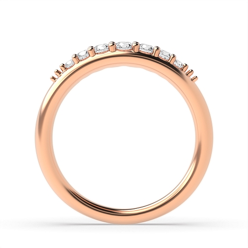 Pave Setting Round Rose Gold unique band Half Eternity Wedding Band