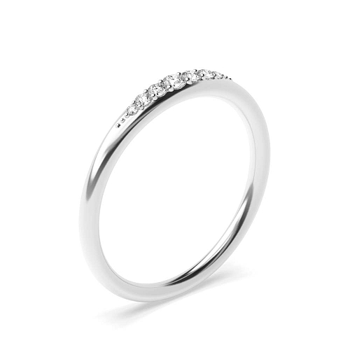 Pave Setting Round White Gold minimalist court profiled Diamond Rings