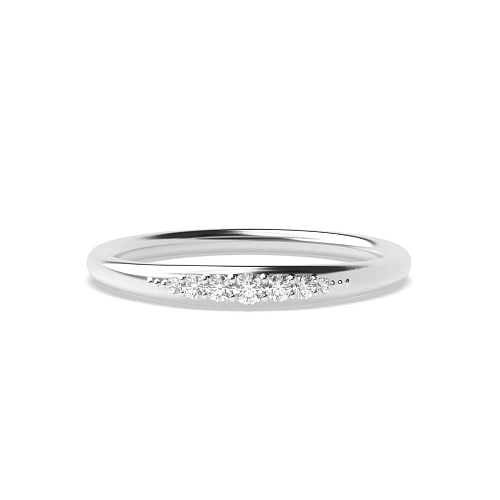Pave Setting Round White Gold minimalist court profiled Diamond Rings