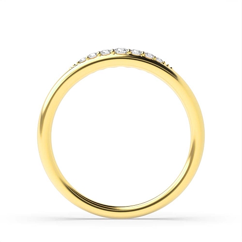 Pave Setting Round Yellow Gold minimalist court profiled Band Diamond Rings