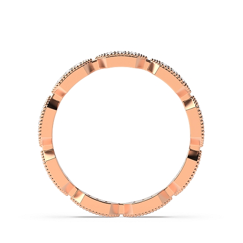 Pave Setting Round Rose Gold Milligrained Eternity Diamond Rings