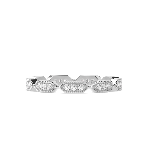 Pave Setting Round White Gold Milligrained Full Eternity Diamond Rings