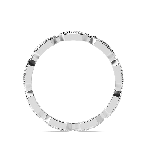 Pave Setting Round White Gold Milligrained Full Eternity Diamond Rings