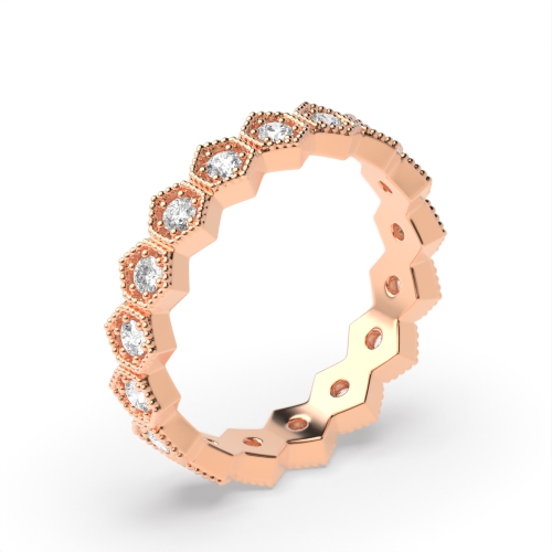 Pave Setting Round Rose Gold Zenith veil Unusual Eternity Diamond Rings