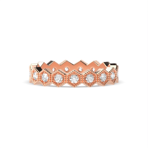 Pave Setting Round Rose Gold Zenith veil Unusual Eternity Diamond Rings