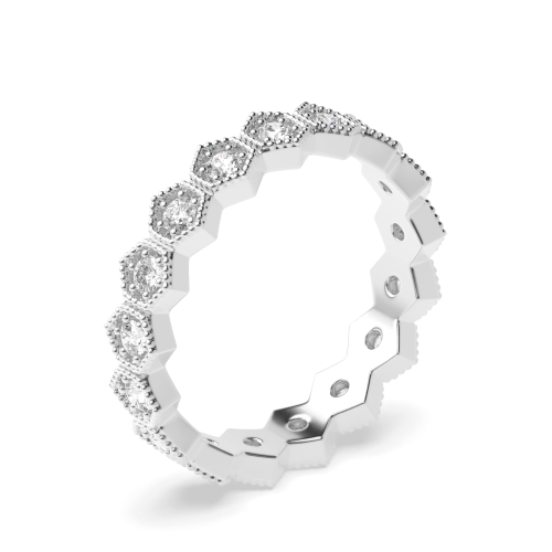 Pave Setting Round White Gold Zenith veil Full Eternity Diamond Rings
