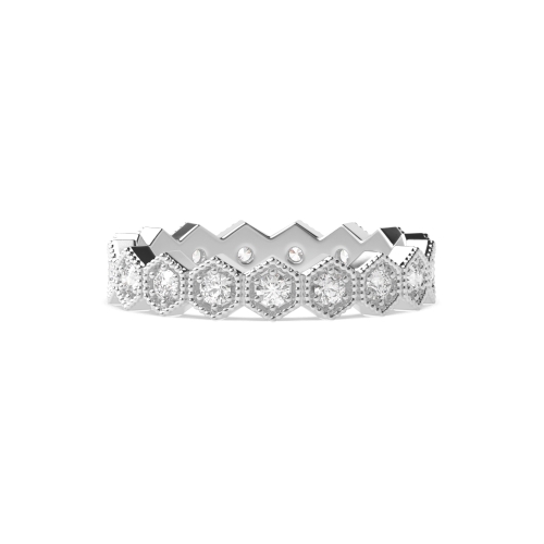 Pave Setting Round White Gold Zenith veil Full Eternity Diamond Rings