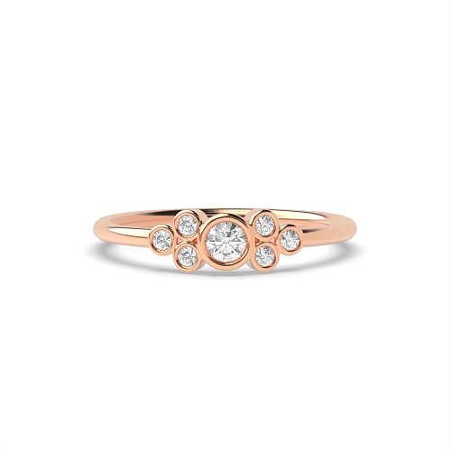 Bezel Setting Round Rose Gold Rubover Diamond Rings