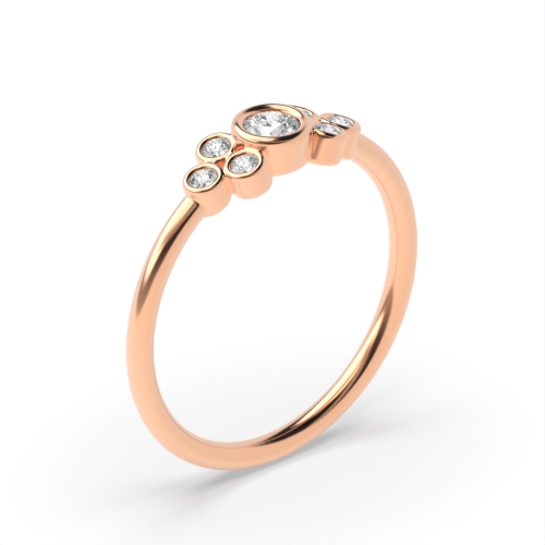 Bezel Setting Round Rose Gold Rubover Diamond Rings