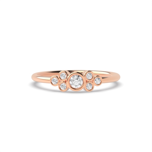 Bezel Setting Round Rose Gold Rubover Diamond Rings
