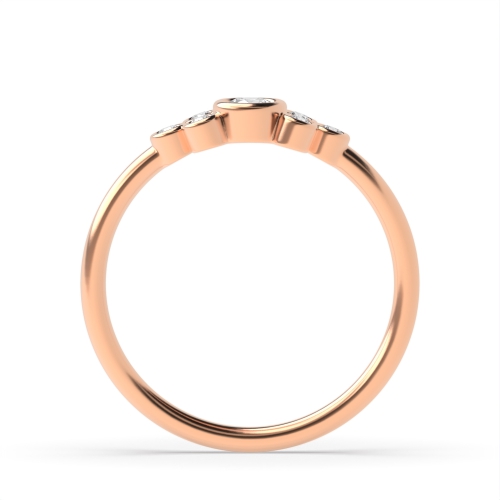 Bezel Setting Round Rose Gold Rubover Diamond Rings