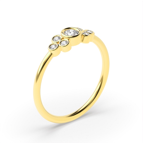 Bezel Setting Round Yellow Gold Rubover Diamond Rings