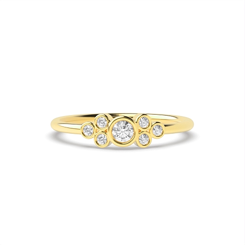 Bezel Setting Round Yellow Gold Rubover Diamond Rings
