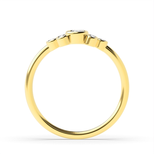 Bezel Setting Round Yellow Gold Rubover Diamond Rings