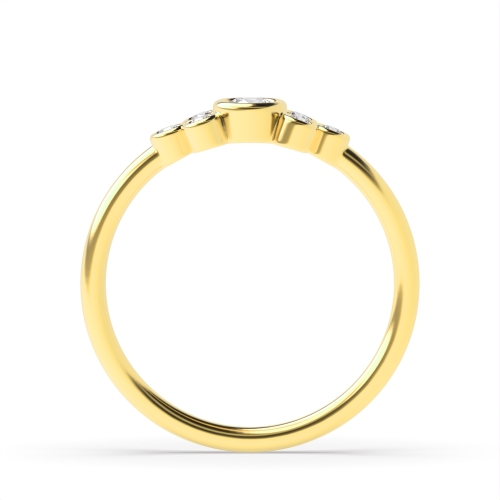 Bezel Setting Round Yellow Gold Rubover Diamond Rings
