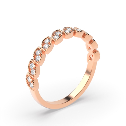 Pave Setting Round Rose Gold Luxe Eternity Diamond Rings