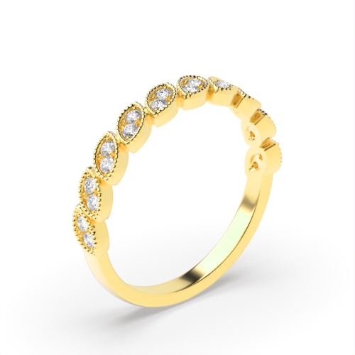 Pave Setting Round Yellow Gold Luxe Eternity Diamond Rings
