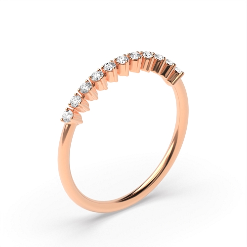 3 Prong Round Rose Gold Minimalist Half Eternity Diamond Rings