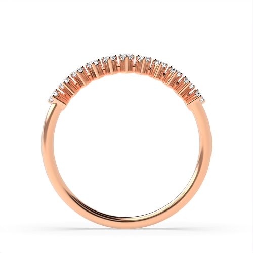 3 Prong Round Rose Gold Minimalist Half Eternity Diamond Rings