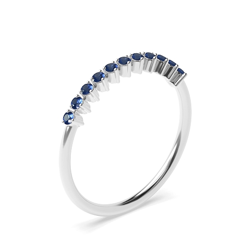 3 Prong Round Minimalist Blue Sapphire Band Diamond Rings