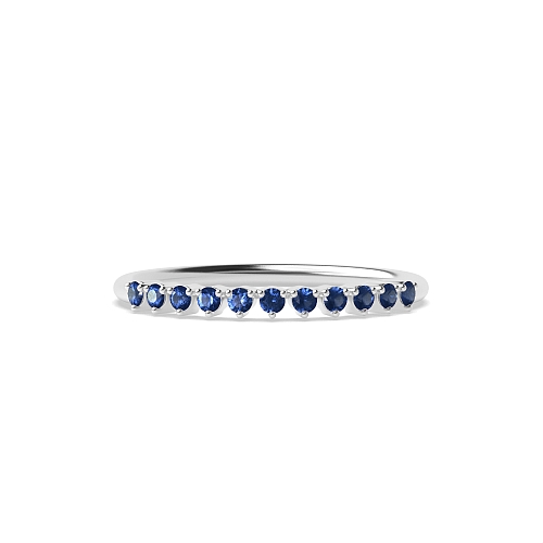 3 Prong Round Minimalist Blue Sapphire Band Diamond Rings