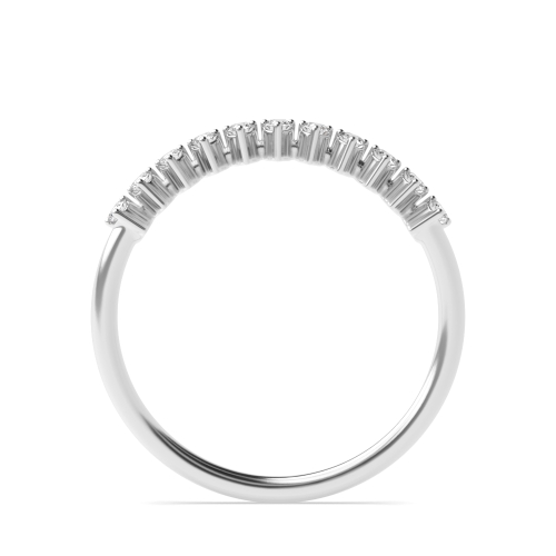 3 Prong Round Half Eternity Wedding Band