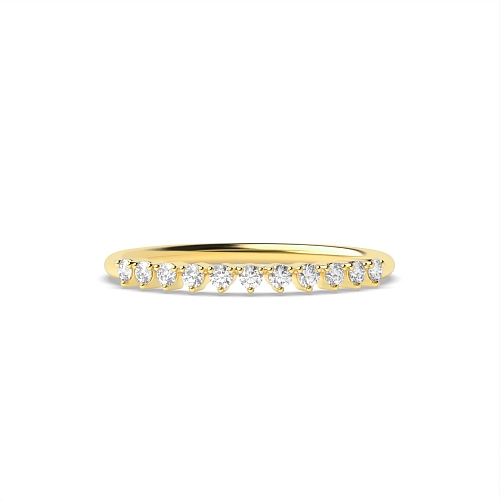 3 Prong Round Yellow Gold Minimalist Band Diamond Rings