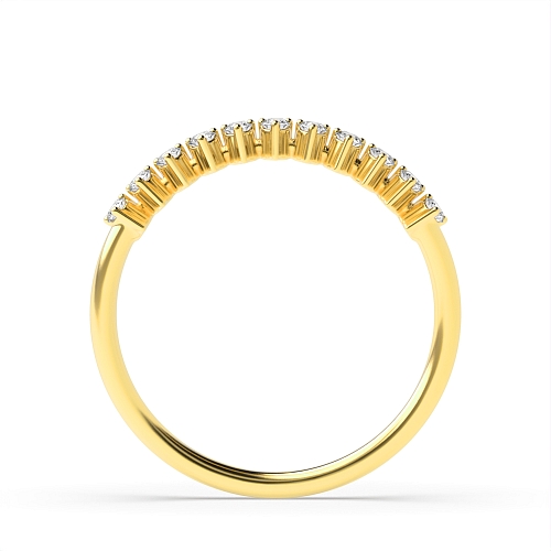 3 Prong Round Yellow Gold Minimalist Band Diamond Rings