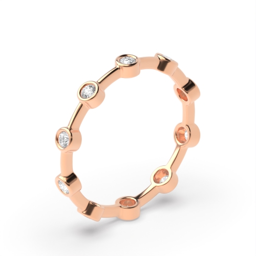 Bezel Setting Round Rose Gold Minimalist Full Eternity Diamond Rings