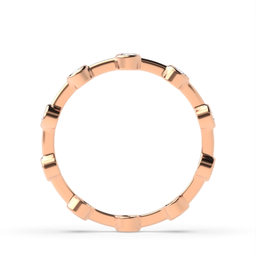 Bezel Setting Round Rose Gold Minimalist Full Eternity Diamond Rings