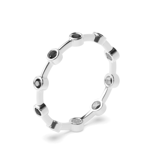 Bezel Setting Round Minimalist Black Eternity Diamond Rings