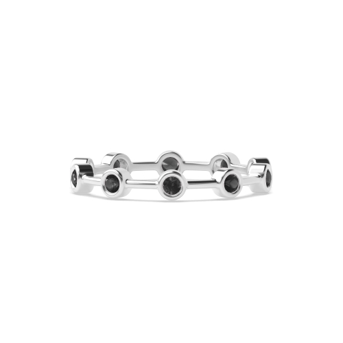 Bezel Setting Round Minimalist Black Eternity Diamond Rings