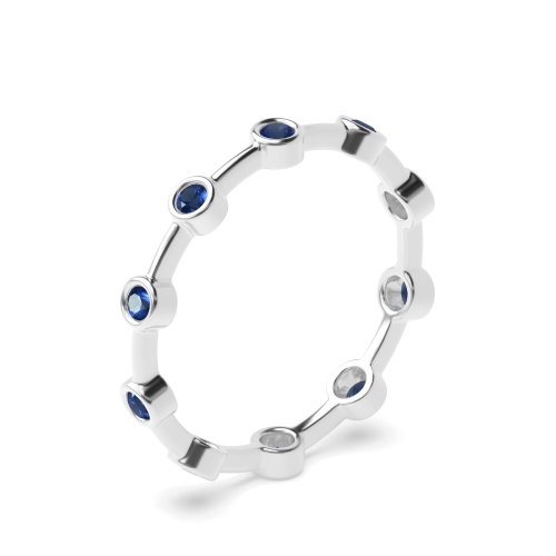 Bezel Setting Round Blue Sapphire Full Eternity Diamond Ring