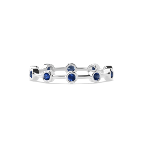 Bezel Setting Round Blue Sapphire Full Eternity Diamond Ring