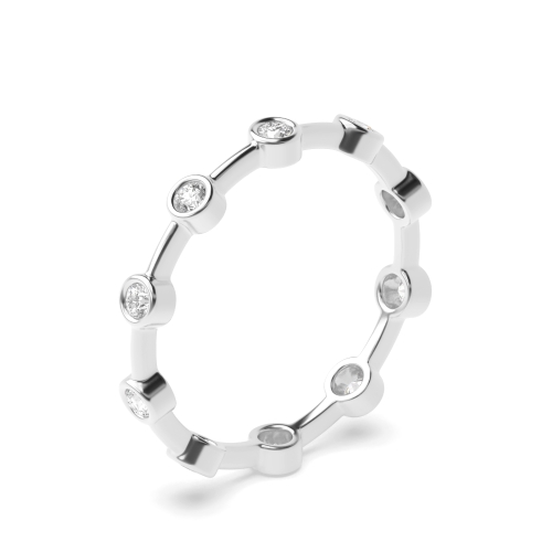 Bezel Setting Round White Gold Minimalist Full Eternity Diamond Rings