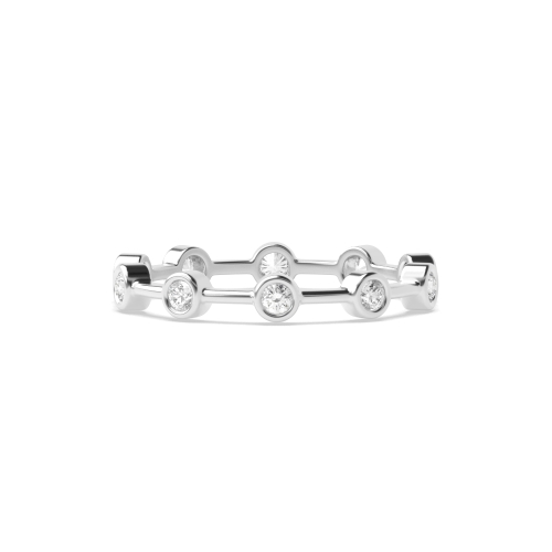 Bezel Setting Round White Gold Minimalist Full Eternity Diamond Rings