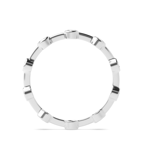 Bezel Setting Round White Gold Minimalist Full Eternity Diamond Rings
