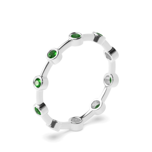 Bezel Setting Round Minimalist Emerald Diamond Rings