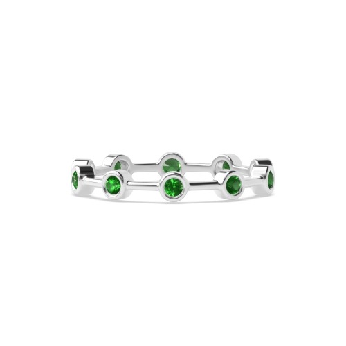Bezel Setting Round Minimalist Emerald Diamond Rings