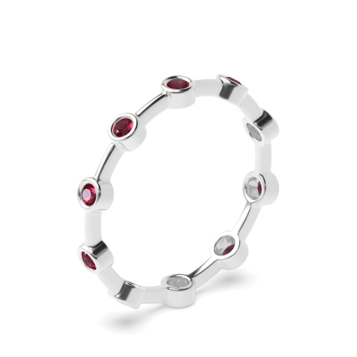 Bezel Setting Round Minimalist Ruby Diamond Rings