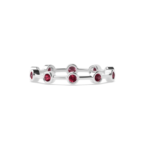 Bezel Setting Round Minimalist Ruby Diamond Rings