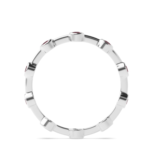 Bezel Setting Round Minimalist Ruby Diamond Rings