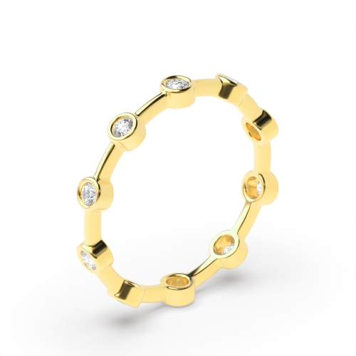 Bezel Setting Round Yellow Gold Minimalist Diamond Rings